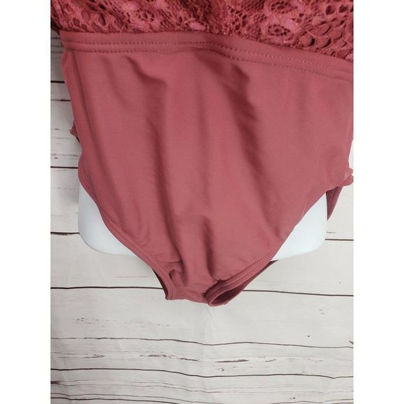 Xhilaration Women's‎ Plum Burgundy One Piece Swimsuit Bathing Suit Size Medium - Picture 5 of 9